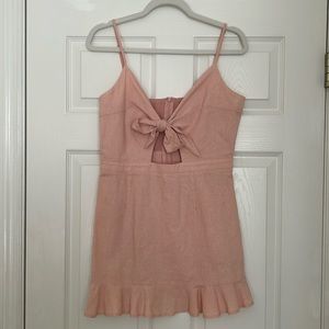 Blush pink linen mini dress